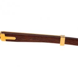 Cartier Gold Rimmed Wooden Round Bagatelle Sunglasses