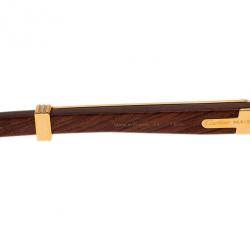 Cartier Gold Rimmed Wooden Round Bagatelle Sunglasses