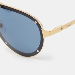 Pre Owned Cartier Black/Gold Santos de Cartier Aviator Sunglasses