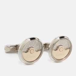 Cartier Oscillating Weight Two Tone Sterling Silver Cufflinks