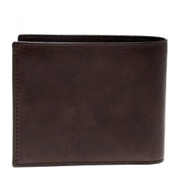 Pre Owned Cartier Brown Leather Santos De Cartier Bifold Wallet