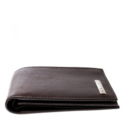 Pre Owned Cartier Brown Leather Santos De Cartier Bifold Wallet