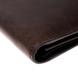 Pre Owned Cartier Brown Leather Santos De Cartier Bifold Wallet
