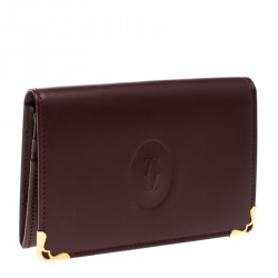 Pre Owned حافظة بطاقات كارتييه ماست دو كارتييه جلد عنابية