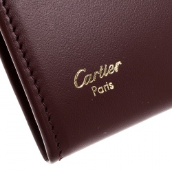 Pre Owned حافظة بطاقات كارتييه ماست دو كارتييه جلد عنابية
