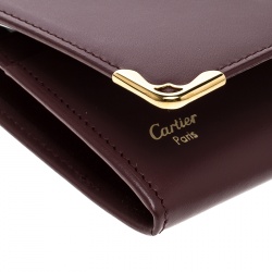 Pre Owned حافظة بطاقات كارتييه ماست دو كارتييه جلد عنابية