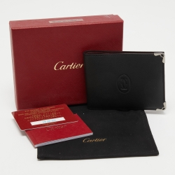 Cartier Black Leather Must De Cartier 6CC Bifold Wallet
