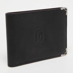 Cartier Black Leather Must De Cartier 6CC Bifold Wallet