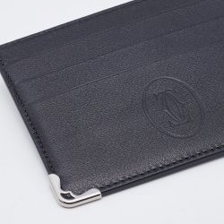 Pre Owned Cartier Black Leather Must de Cartier Card Holder