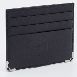 Pre Owned Cartier Black Leather Must de Cartier Card Holder