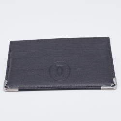 Pre Owned Cartier Black Leather Must de Cartier Card Holder