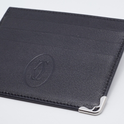 Pre Owned Cartier Black Leather Must de Cartier Card Holder