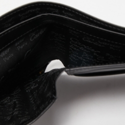 Pre Owned Cartier Black Leather Logo Bifold Wallet