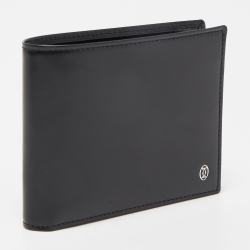 Pre Owned Cartier Black Leather Logo Bifold Wallet