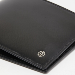 Pre Owned Cartier Black Leather Logo Bifold Wallet