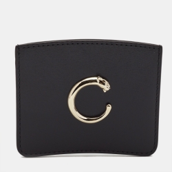 مملوكة مسبقًا Cartier Black Leather Panthère de Cartier Card Holder 