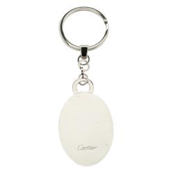Pre Owned Cartier Red Lacquer Silver Tone Key Ring