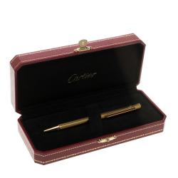 مملوكة مسبقًا Cartier Must de Cartier Textured Gold Finish Ballpoint Pen