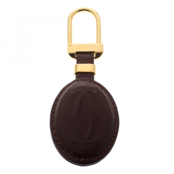 Cartier Burgundy Leather Must De Cartier Key Ring