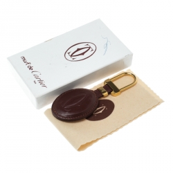 Cartier Burgundy Leather Must De Cartier Key Ring