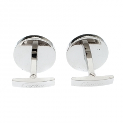 Cartier Water Resistant Decor Silver Round Cufflinks