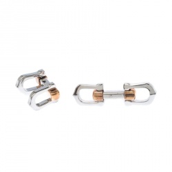 Cartier Elongated C Shape Rose Gold Finish Silver Decor Cufflinks