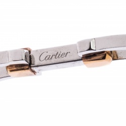 Cartier Elongated C Shape Rose Gold Finish Silver Decor Cufflinks