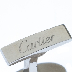 Cartier Double C Logo Decor Silver Oval Cufflinks