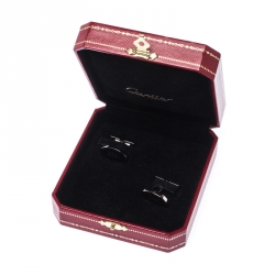 Cartier Double C Logo Decor Silver Oval Cufflinks