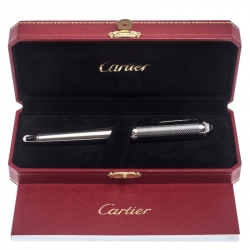 مملوكة مسبقًا Cartier Silver Tone Chevron Patterned Rollerball Pen