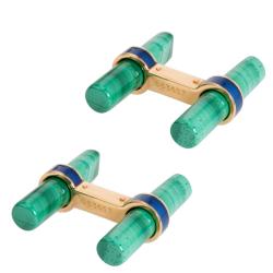 Cartier Malachite & Lapis Lazuli 18K Yellow Gold Cufflinks