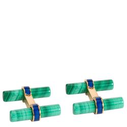 Cartier Malachite & Lapis Lazuli 18K Yellow Gold Cufflinks