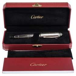 Pre Owned Cartier Transatlantique R de Cartier Rivet Motif Palladium Finish Ballpoint Pen