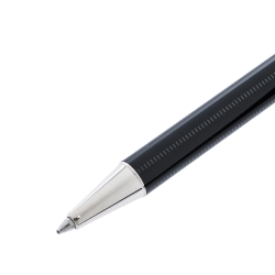 Pre Owned Cartier Santos De Cartier Black Lacquer Palladium Plated Ballpoint Pen