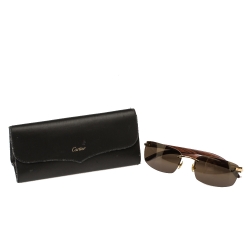 Cartier Brown 140B Wooden C Décor Sunglasses
