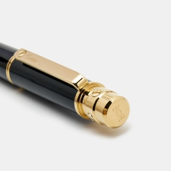 Cartier Santos de Cartier Black Lacquer Gold Finish Rollerball Pen