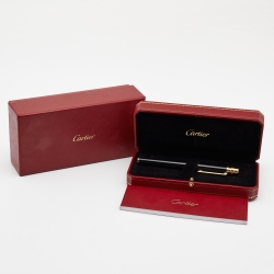 Cartier Santos de Cartier Black Lacquer Gold Finish Rollerball Pen