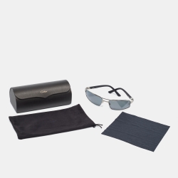 Cartier Silver Tone/Grey Santos Galaxy Rectangle Sunglasses