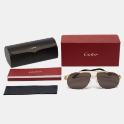 Pre Owned Cartier Black/Gold CT0353S Aviator Sunglasses