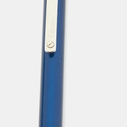 مملوكة مسبقًا Cartier Santos de Cartier Blue Lacquer Silver Tone Ballpoint Pen