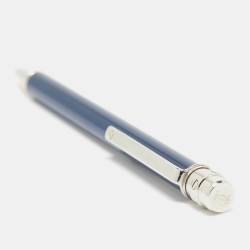 مملوكة مسبقًا Cartier Santos de Cartier Blue Lacquer Silver Tone Ballpoint Pen