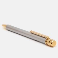 Pre Owned Cartier Santos de Cartier Silver Lacquer Gold Tone Ballpoint Pen