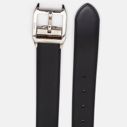 Pre Owned Cartier Black/Brown Leather Santos de Cartier Cut to Size Reversible Belt