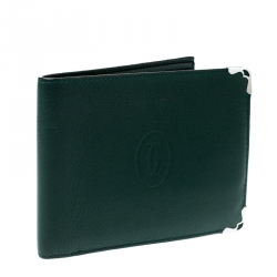 مملوكة مسبقًا Cartier Green Leather Must De Cartier Bifold Wallet 