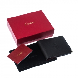 Pre Owned Cartier Black Leather Must De Cartier Bifold Wallet