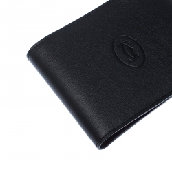 Pre Owned Cartier Black Leather Must De Cartier Bifold Wallet