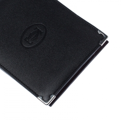 Pre Owned Cartier Black Leather Must De Cartier Bifold Wallet