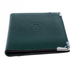مملوكة مسبقًا Cartier Green Leather Must De Cartier Card Holder