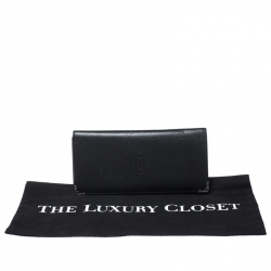 Pre Owned Cartier Black Leather Must de Cartier 7 CC Continental Wallet