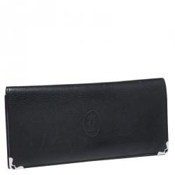 Pre Owned Cartier Black Leather Must de Cartier 7 CC Continental Wallet